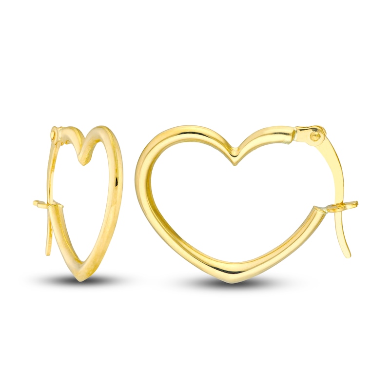 Polished Heart Hoop Earrings 14K Yellow Gold 18mm