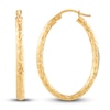 Diamond-Cut Oval Tube Hoop Earrings 14K Yellow Gold