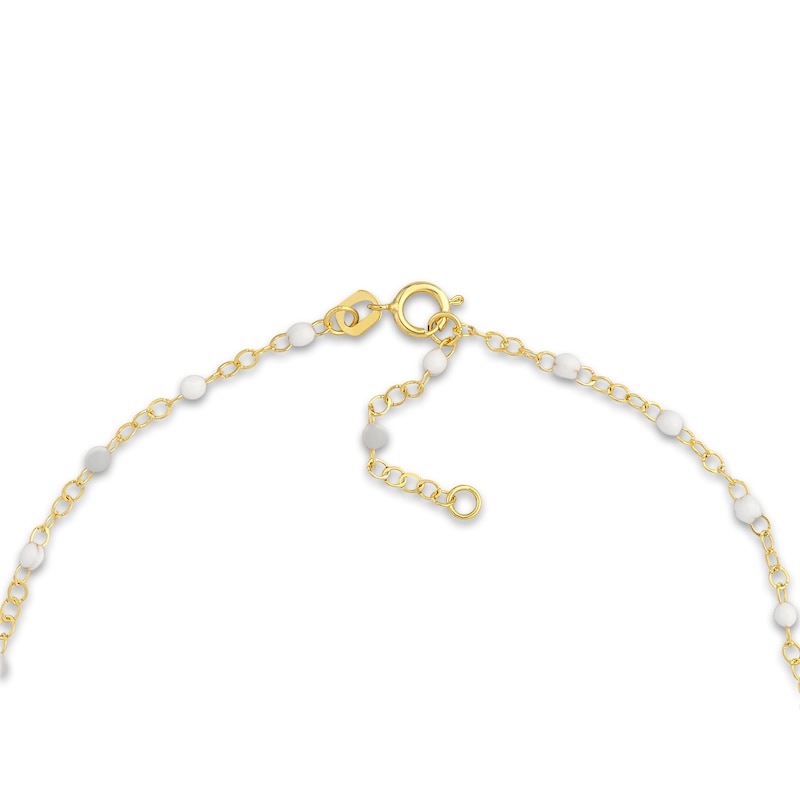Main Image 3 of Bead Bracelet White Enamel 14K Yellow Gold 7.5"