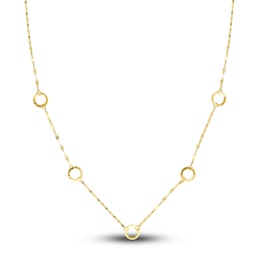 Circle Station Necklace 14K Yellow Gold 18"