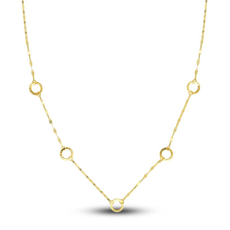 Main Image 1 of Circle Station Necklace 14K Yellow Gold 18"