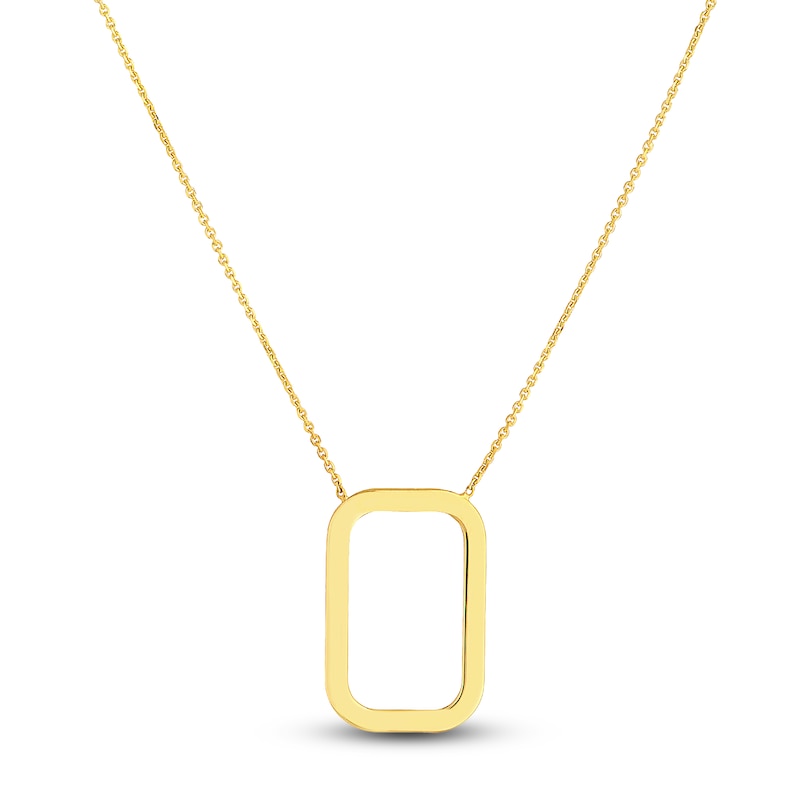 Main Image 1 of Open Rectangle Necklace 14K Yellow Gold 18"