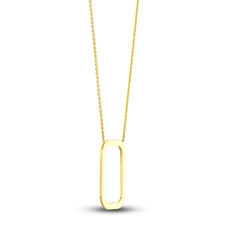Main Image 2 of Open Rectangle Necklace 14K Yellow Gold 18"