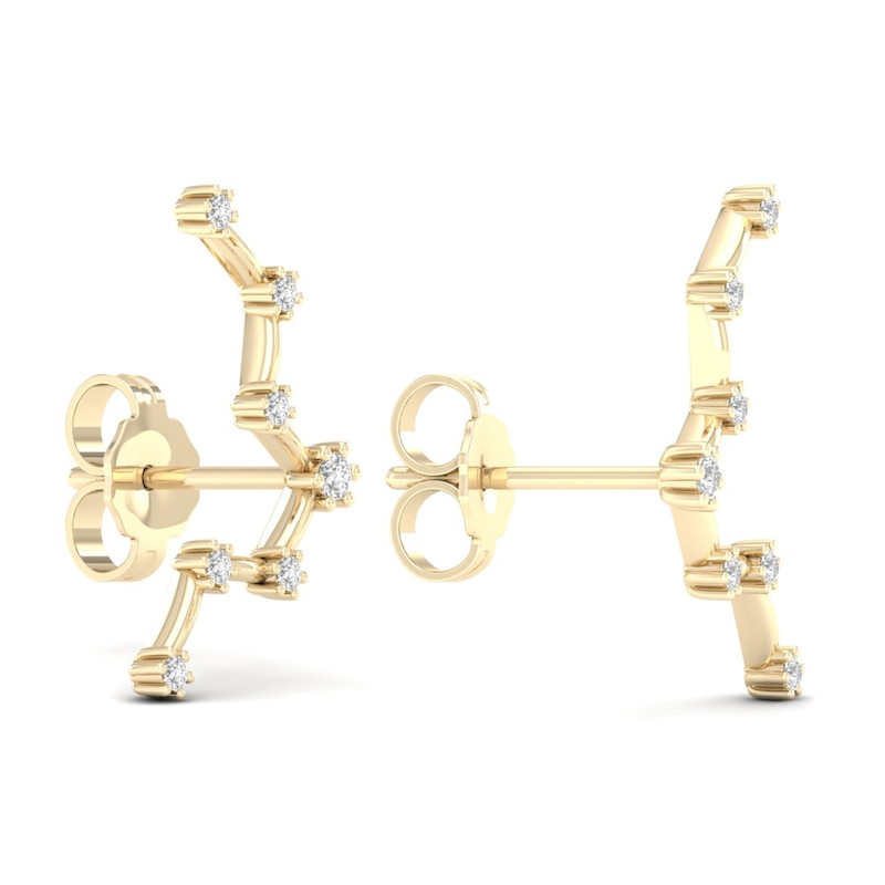 Main Image 3 of Diamond Pisces Constellation Earrings 1/8 ct tw Round 14K Yellow Gold