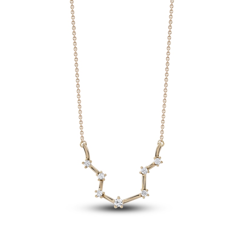Main Image 1 of Diamond Aquarius Constellation Necklace 1/6 ct tw Round 14K Yellow Gold