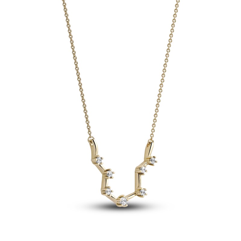 Main Image 2 of Diamond Aquarius Constellation Necklace 1/6 ct tw Round 14K Yellow Gold