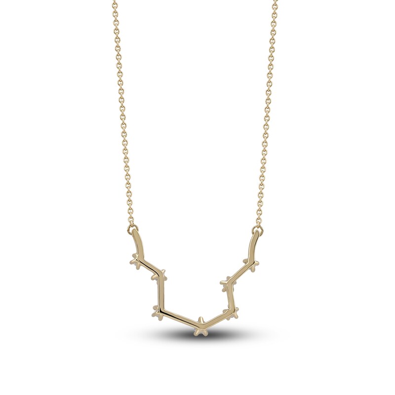 Main Image 3 of Diamond Aquarius Constellation Necklace 1/6 ct tw Round 14K Yellow Gold