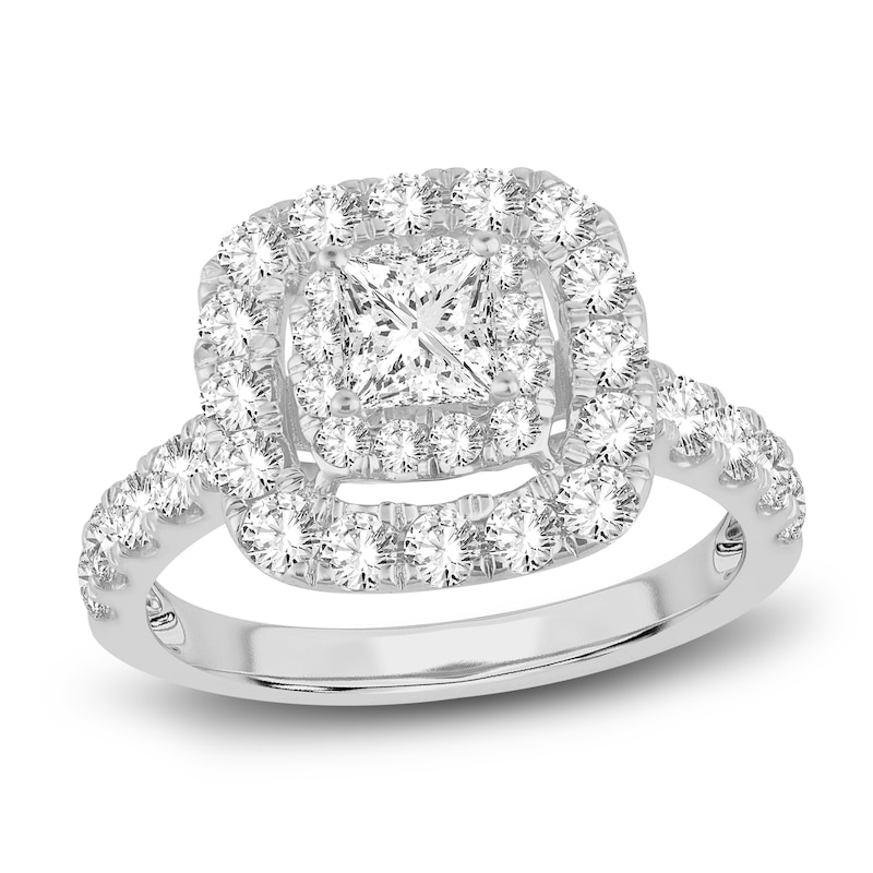 Diamond Engagement Ring 2 ct tw Princess/Round 14K White Gold