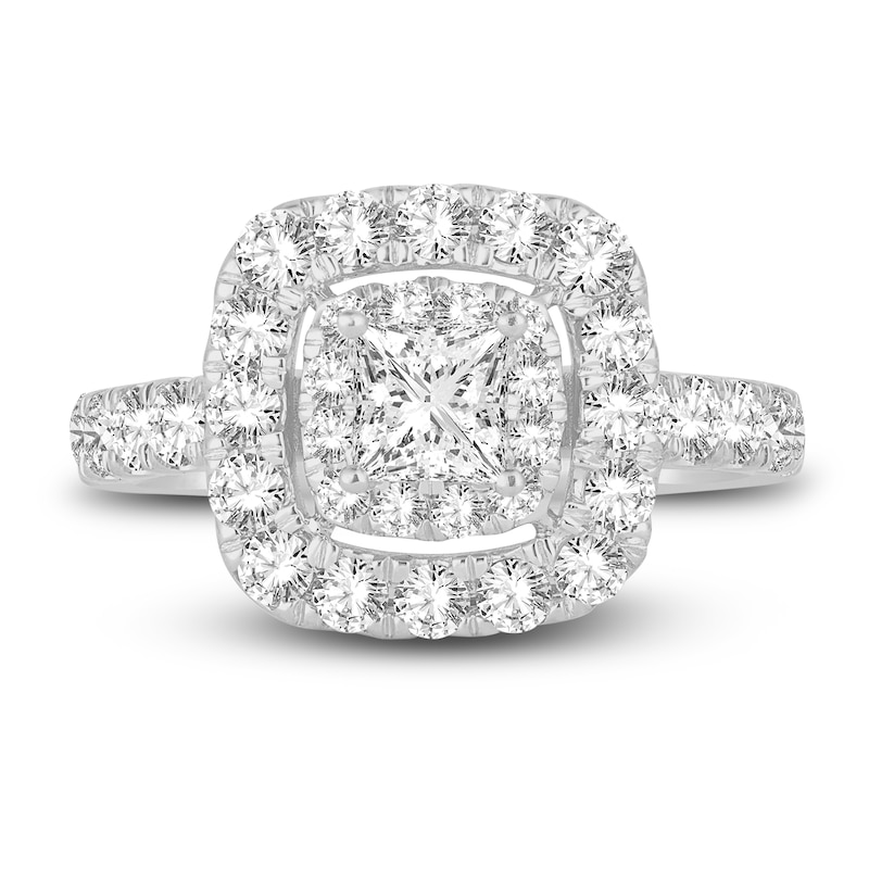 Diamond Engagement Ring 2 ct tw Princess/Round 14K White Gold