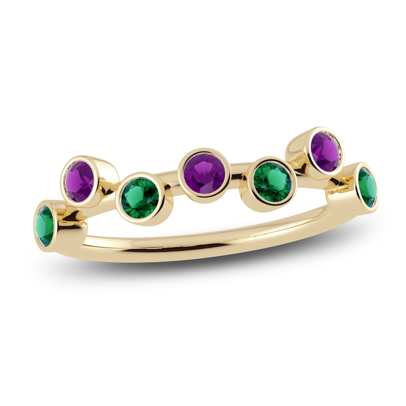 Main Image 1 of Juliette Maison Natural Amethyst & Natural Emerald Ring 10K Yellow Gold