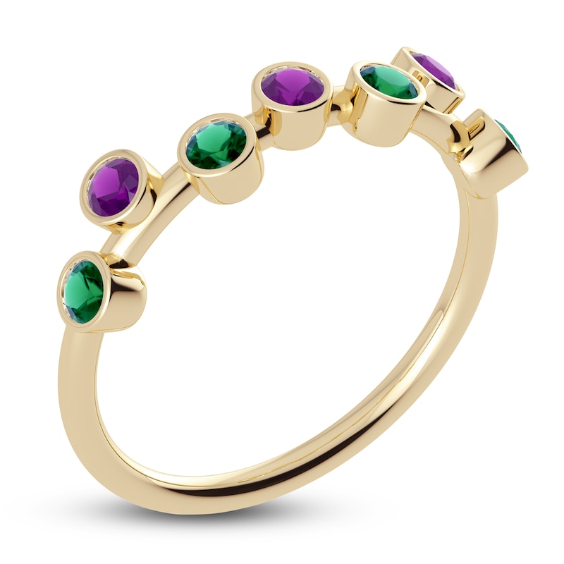 Main Image 2 of Juliette Maison Natural Amethyst & Natural Emerald Ring 10K Yellow Gold