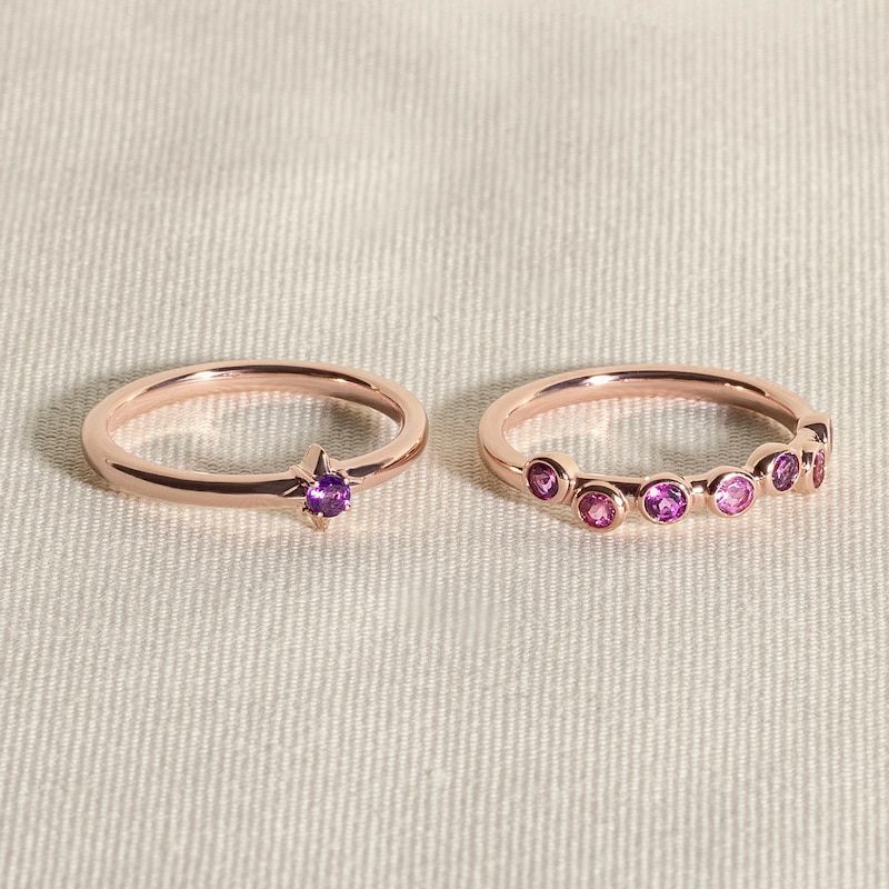 Main Image 4 of Juliette Maison Natural Amethyst & Natural Emerald Ring 10K Yellow Gold