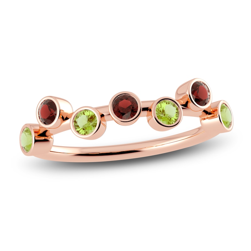 Main Image 1 of Juliette Maison Natural Garnet & Natural Peridot Ring 10K Rose Gold