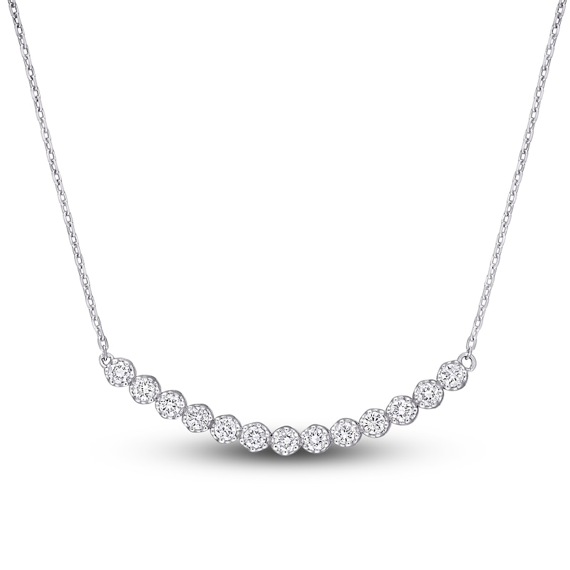 Main Image 1 of Diamond Bar Necklace 1/2 ct tw Round 14K White Gold 16"