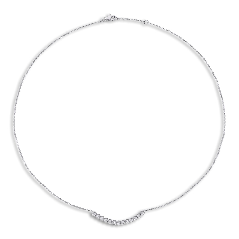 Main Image 3 of Diamond Bar Necklace 1/2 ct tw Round 14K White Gold 16"