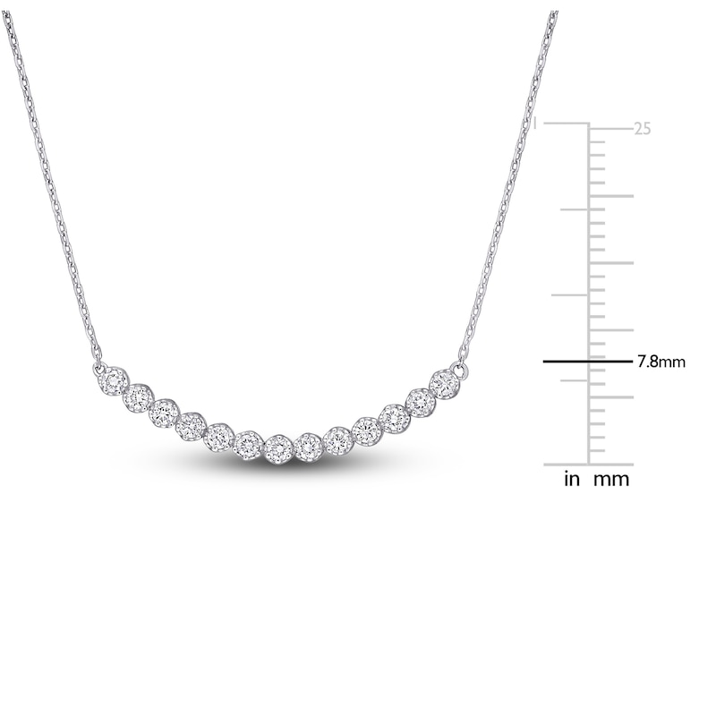 Main Image 4 of Diamond Bar Necklace 1/2 ct tw Round 14K White Gold 16"