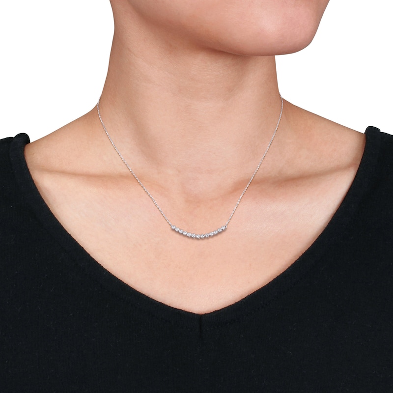 Main Image 5 of Diamond Bar Necklace 1/2 ct tw Round 14K White Gold 16"