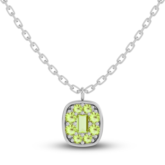 Juliette Maison Natural Peridot Pendant Necklace 10K White Gold