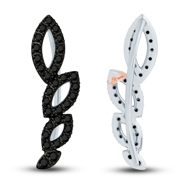Main Image 2 of Pnina Tornai Black Diamond Climber Earrings 3/4 ct tw Round 14K White Gold