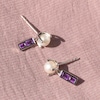 Juliette Maison Natural Amethyst Baguette and Cultured Freshwater Pearl Earrings 10K Yellow Gold