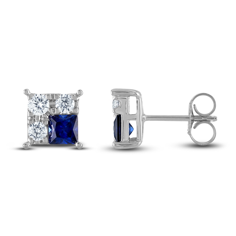 Vera Wang WISH Diamond & Blue Sapphire Stud Earrings 1/3 ct tw Round 10K White Gold