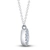 Thumbnail Image 2 of Shy Creation Diamond Cluster Necklace 3/4 ct tw Round 14K White Gold 18" SC22008046