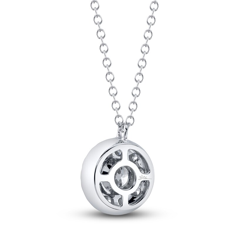 Main Image 3 of Shy Creation Diamond Cluster Necklace 3/4 ct tw Round 14K White Gold 18" SC22008046