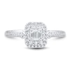 Thumbnail Image 3 of Diamond Engagement Ring 3/8 ct tw Emerald/Round 14K White Gold