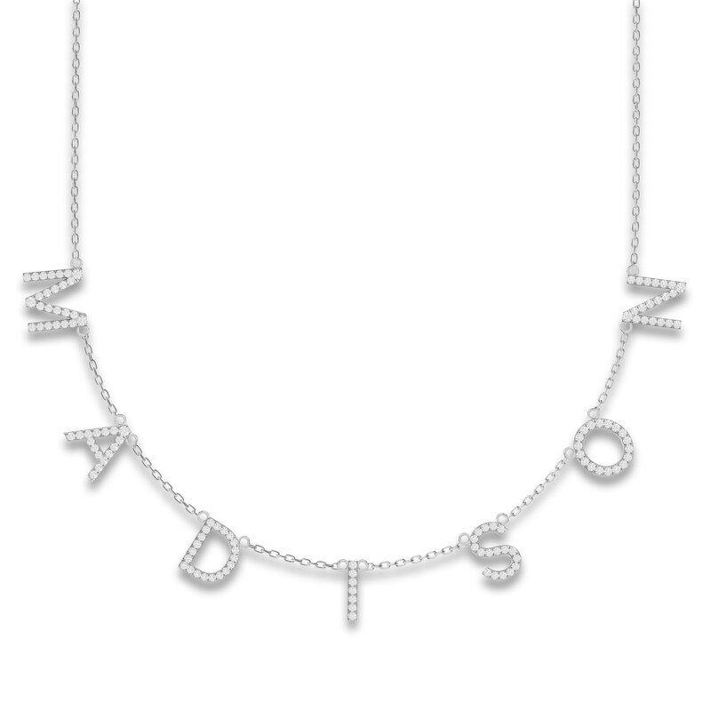Main Image 1 of Juliette Maison Diamond Station Name Necklace 1 ct tw Round 10K White Gold