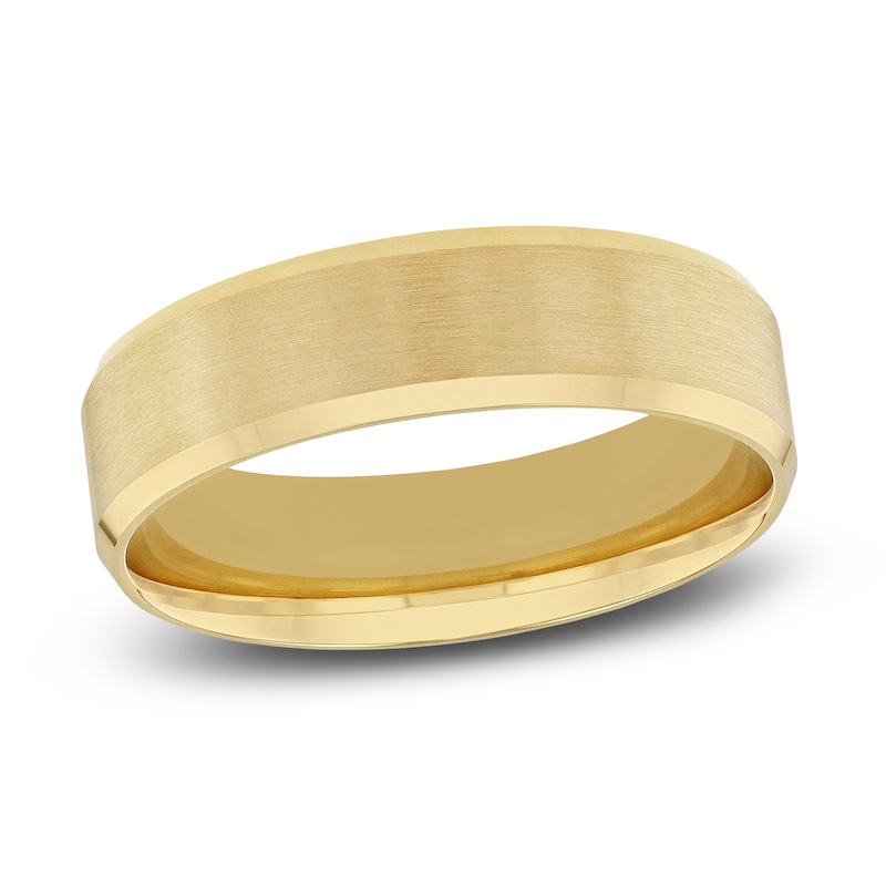 Main Image 1 of Men's Beveled Edge Wedding Band 14K Yellow Gold