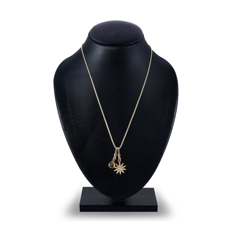 Main Image 2 of Charm'd by Lulu Frost Freshwater Cultured Pearl Star & Natural Citrine Birthstone Charm 18" Box Chain Necklace Set 10K Yellow Gold