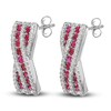 Natural Ruby Earrings 1/2 ct tw Diamonds 14K White Gold