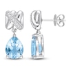 Thumbnail Image 0 of Y-Knot Natural Blue Topaz Earrings 1/15 ct tw Diamonds 14K White Gold