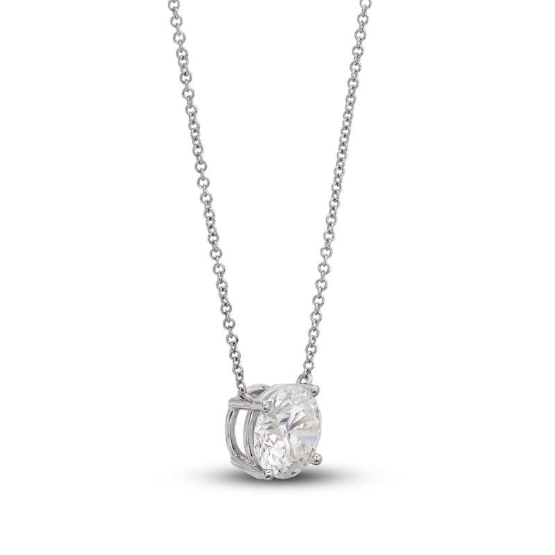 Lab-Created Diamond Solitaire Necklace 3 ct tw Round 14K White Gold 19" (SI2/F)