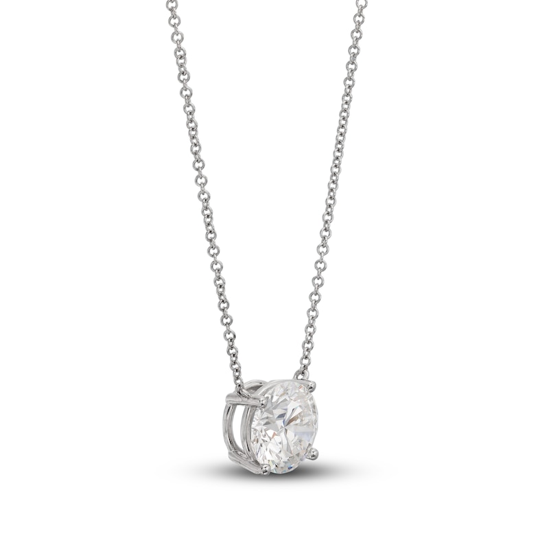 Main Image 2 of Lab-Grown Diamond Solitaire Necklace 3 ct tw Round 14K White Gold 19" (SI2/F)