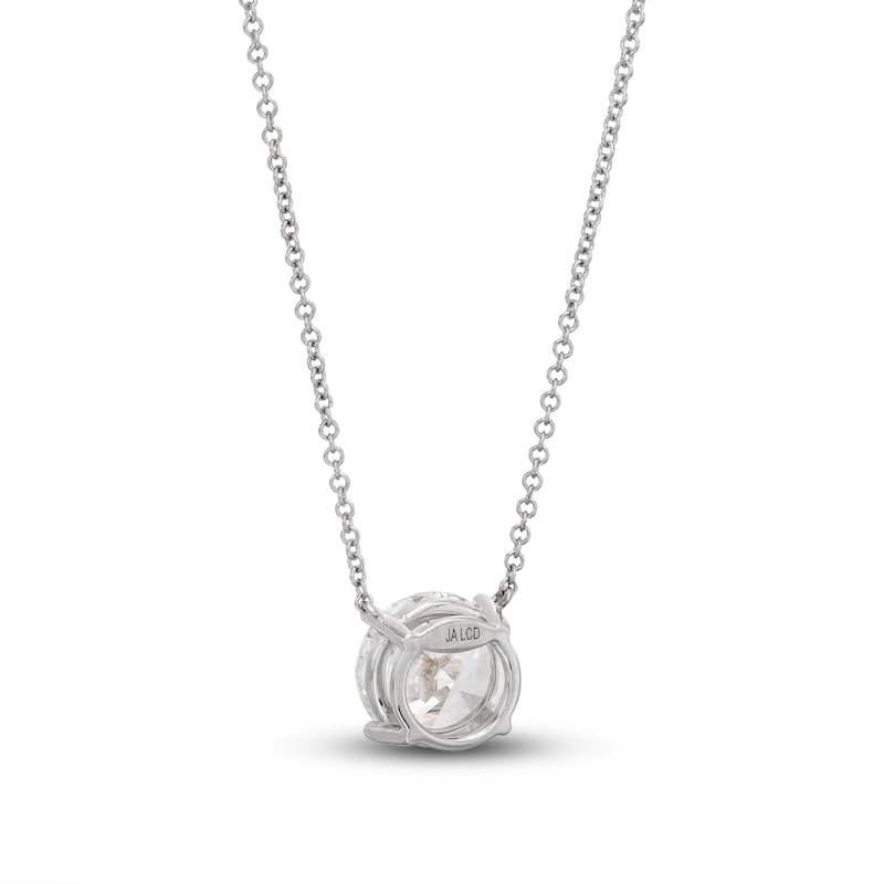 Main Image 3 of Lab-Grown Diamond Solitaire Necklace 3 ct tw Round 14K White Gold 19" (SI2/F)