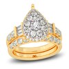 Thumbnail Image 1 of Diamond Halo Bridal Set 2 ct tw Round/Baguette 14K Yellow Gold