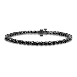 Men's Black Diamond Tennis Bracelet 7 ct tw Round 10K White Gold 8"