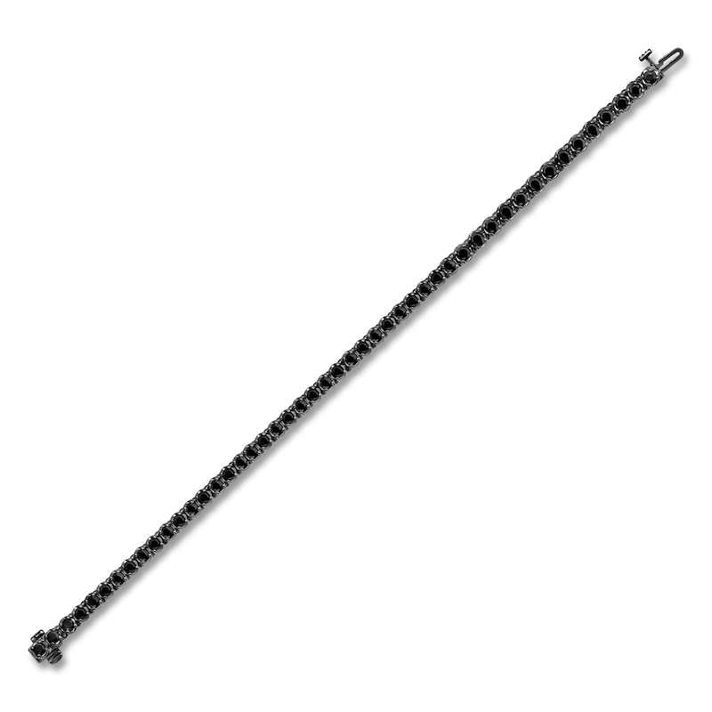 Main Image 3 of Men's Black Diamond Tennis Bracelet 7 ct tw Round 10K White Gold 8"