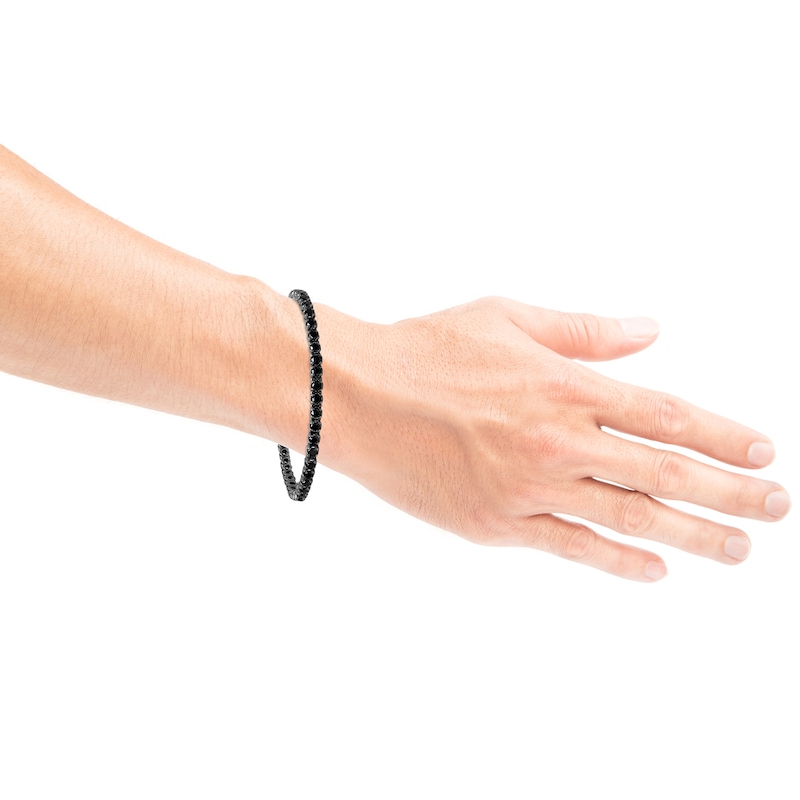 Main Image 4 of Men's Black Diamond Tennis Bracelet 7 ct tw Round 10K White Gold 8"
