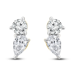 Diamond Earrings 1/2 ct tw Pear/Round 14K Yellow Gold