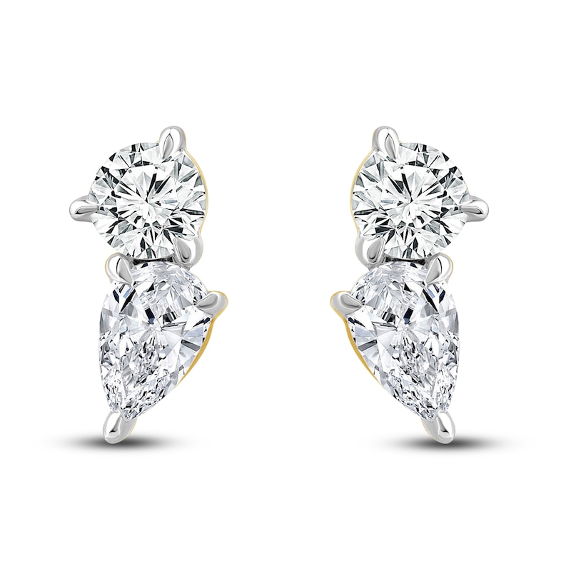 Main Image 1 of Diamond Earrings 1/2 ct tw Pear/Round 14K Yellow Gold