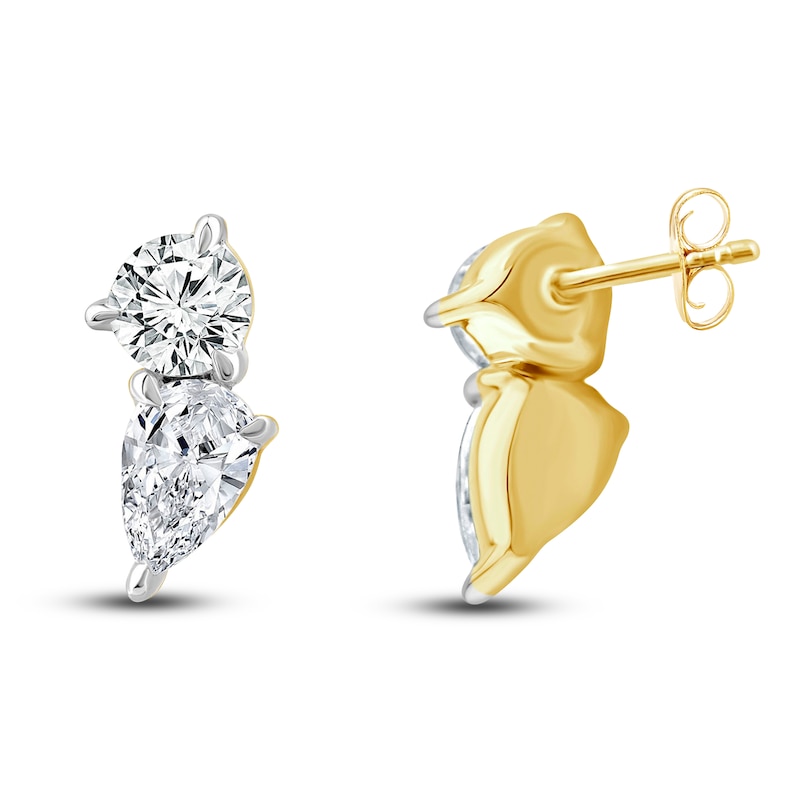 Main Image 2 of Diamond Earrings 1/2 ct tw Pear/Round 14K Yellow Gold