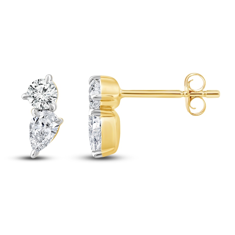 Main Image 3 of Diamond Earrings 1/2 ct tw Pear/Round 14K Yellow Gold