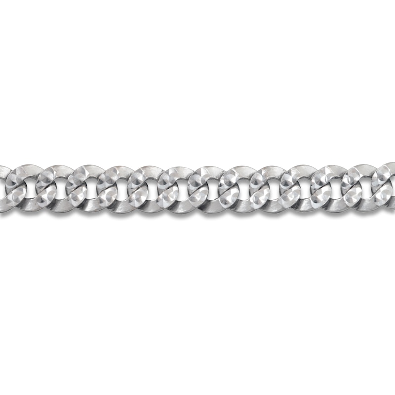 Main Image 3 of Solid Diamond-Cut Pave Curb Chain Necklace 14K White Gold 22" 6.0mm