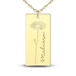 Personalized High-Polish Flower Pendant Necklace 14K Yellow Gold 18&quot;