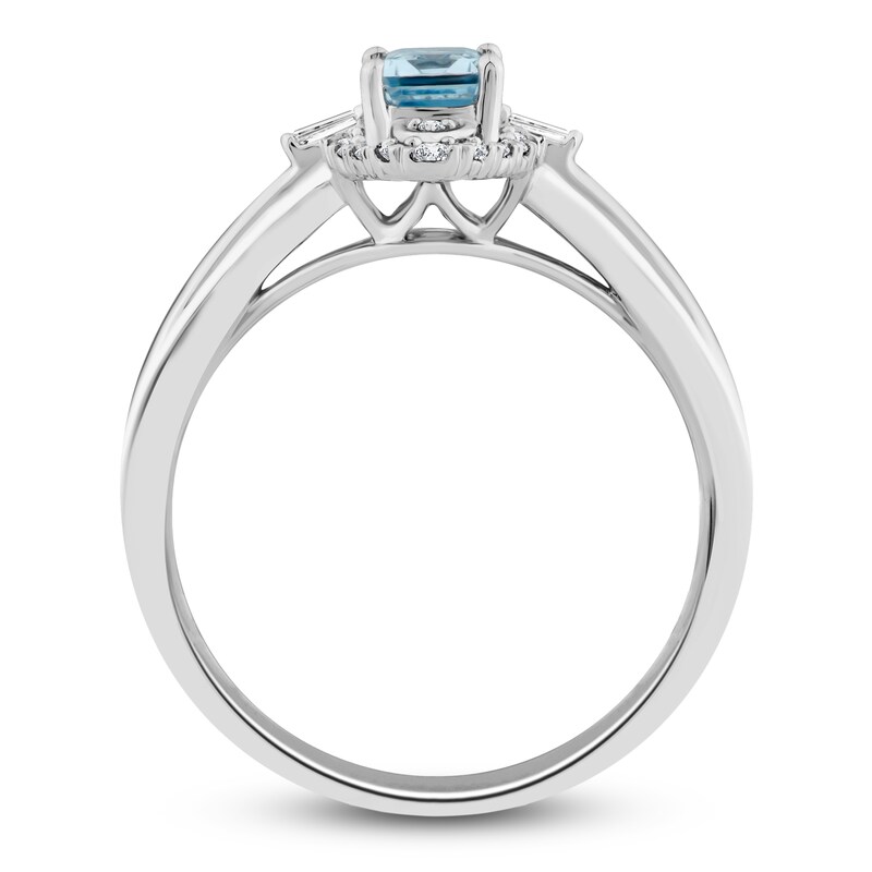 Main Image 2 of Natural Aquamarine Ring 1/6 ct tw Diamonds 10K White Gold