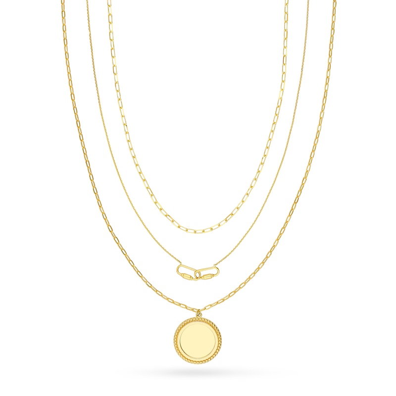 Triple Chain Necklace Set 14K Yellow Gold