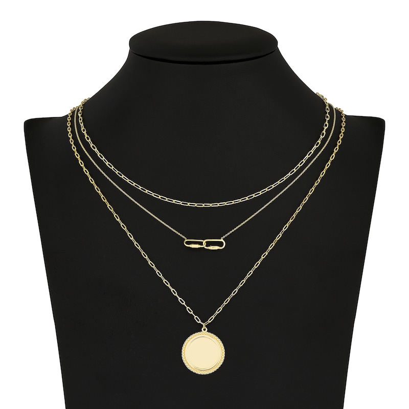 Triple Chain Necklace Set 14K Yellow Gold