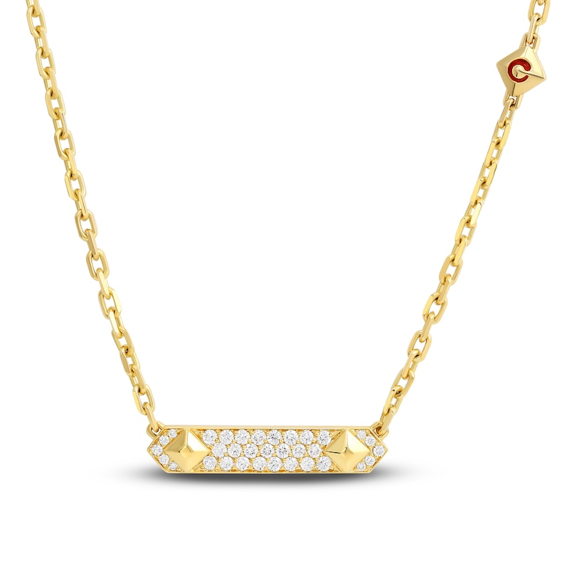 Crivelli Diamond Bar Necklace 5/8 ct tw Round 18K Yellow Gold 18"